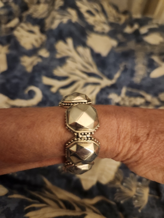 LAGOS Jewelry - Lagos 925  Silver Faceted Disk Octagon "Rocks" Style Chunky  Bracelet